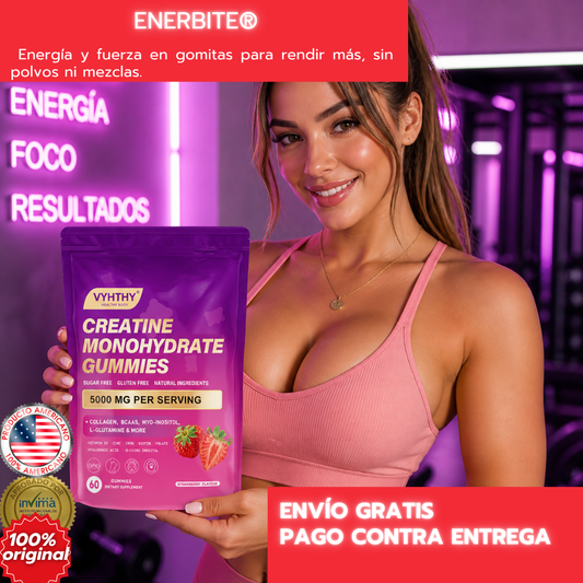 EnerBite®: Energía y fuerza en gomitas para rendir más, sin polvos ni mezclas.