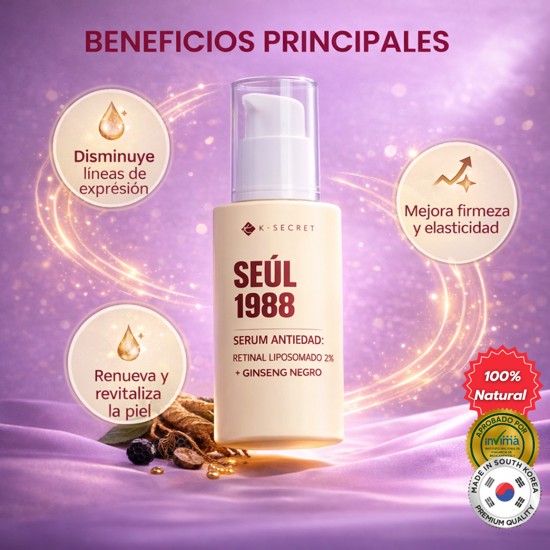 Seúl 1988 Retinal Pro Crema Antiedad Coreana 60ml:  Reafirma y rejuvenece tu piel cada noche.