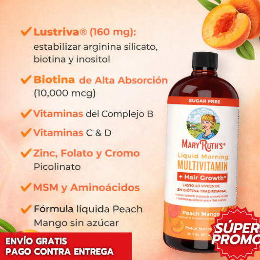 MaryRuth's Multivitamínico Líquido: Crecimiento del Cabello y Piel Saludable