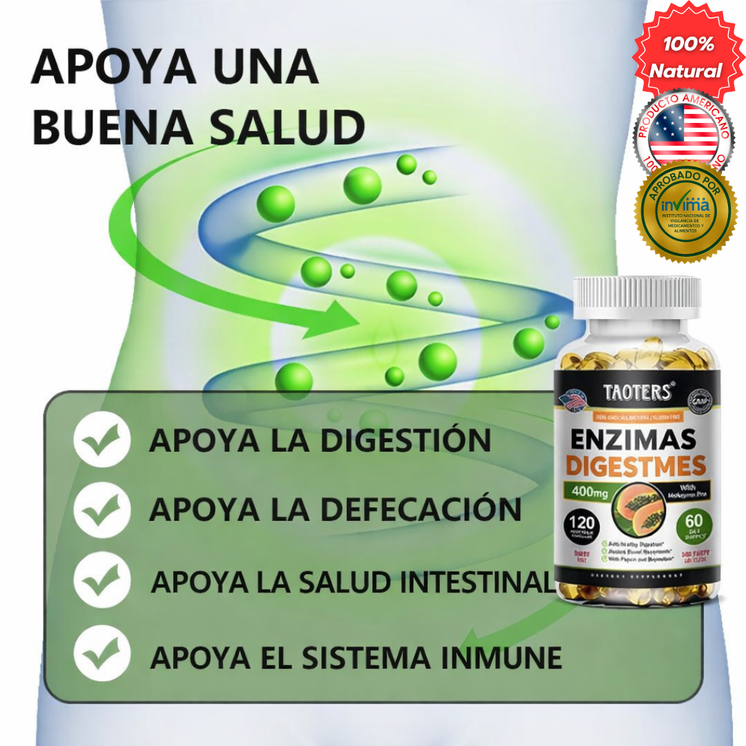 TAOTERS Enzimas Digestivas Premium 400mg con Papaya y Bromelina