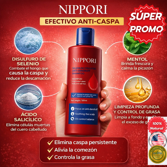 Nippori Shampoo Anticaspa: elimina caspa persistente desde la raíz