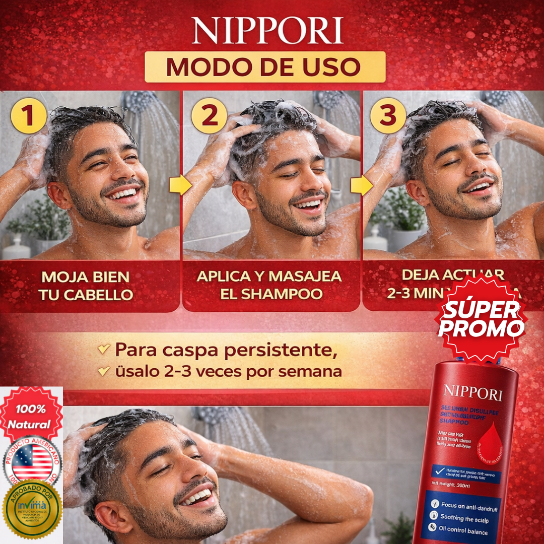 Nippori Shampoo Anticaspa: elimina caspa persistente desde la raíz