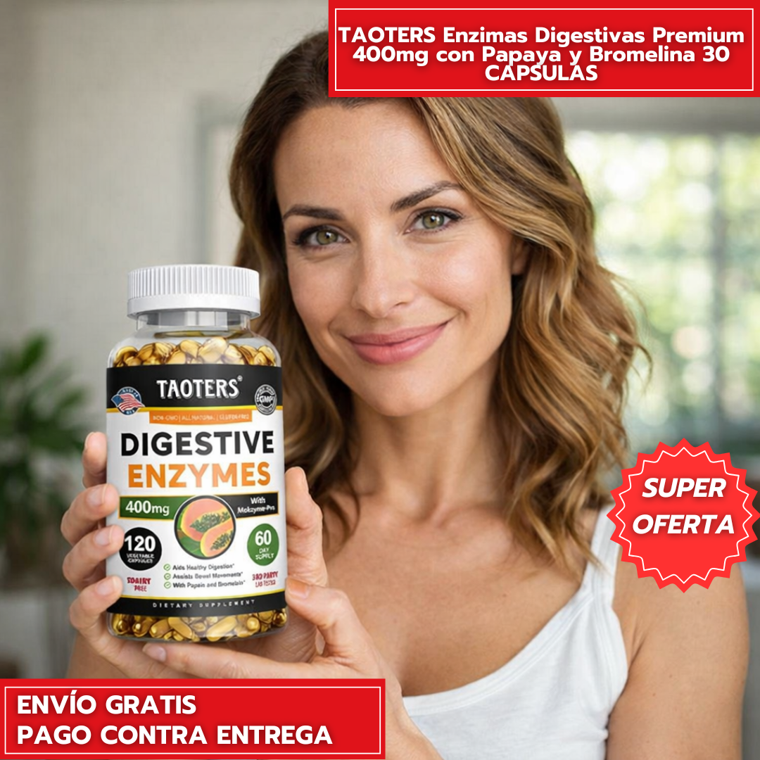TAOTERS Enzimas Digestivas Premium 400mg con Papaya y Bromelina